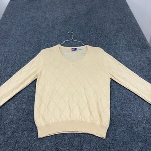 Tail Sweater Womens Medium Tan Cashmere Silk Diamond Knit V Neck Preppy Classic